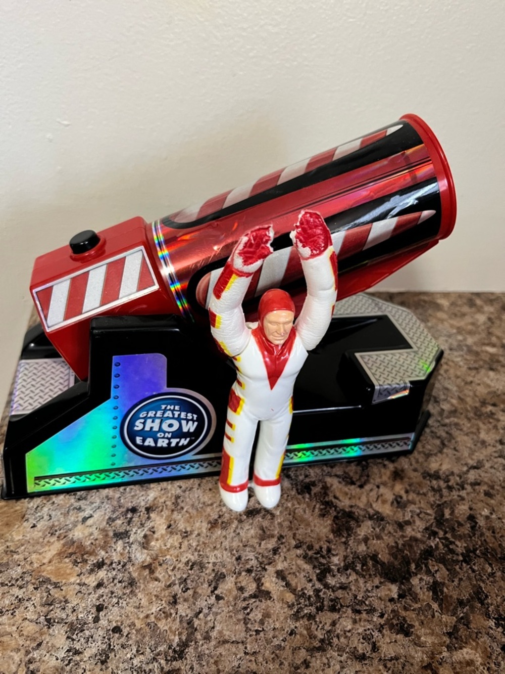 Red and White Stunt Cannon Playset with Action Figure